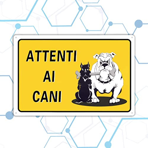 Nitek cartello attenti ai cani in pvc 30cmx20cm– Cartello autoadesivo| Sign,Schild | Impermeabili Lavabili, staccionate, cancelli, porte di abitazioni
