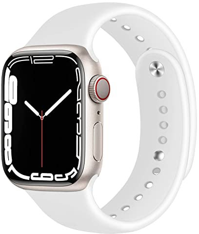 Compatible para Apple Watch Band 49mm 45mm 44mm 42mm Soft Silicone Bracelet for iWatch Ultra Series 8 7 6 SE 5 4 3 2 1 Bracelet Ladies Men Bracelets, 42/44/45/49mm,Blanco(Patentiert)