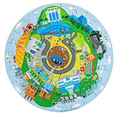Bigjigs Toys Recycling Circular Floor Puzzle, 50 Piece Jigsaw | 50 Piece Recycling & Renewable Energy Jigsaw with Facts, Educational Gift, Age 3+