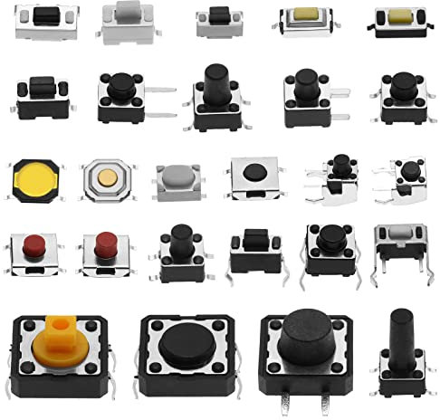 Be In Your Mind 260pcs Micro Interrupteur Tactile Momentané Kit d'assortiment d'interrupteurs à Bouton-poussoir Tactile 26 Valeurs 2-4 broches pour Équipement Audio de Enregistreurs Vidéo QC-26V