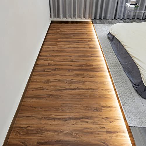 FLOREXP Vinyl Flooring - Lino Flooring with Warm Brown Wood Effect,Peel & Stick Floor Tiles Self Adhesive Flooring,15X90cm 2.0mm Waterproof,for Kitchen Living Room (5.02m²,Warm Brown)