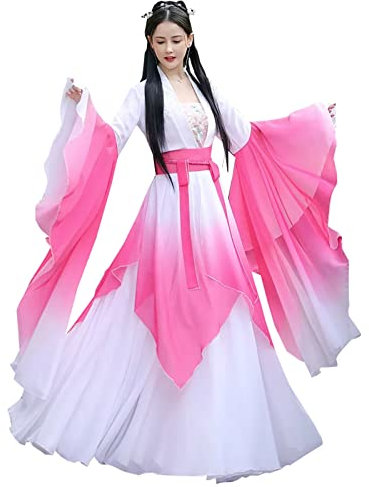UPCOT Hanfu Traditionelle chinesische Hanfu-Kleider for Frauen, Kirschblüte, Feentanz, Performance-Kostüm, Hanfu-Kleid, Cosplay, Performance Wear (Color : Pink, Größe : S)