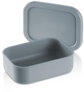 KLIPPSI® Lunchbox Medium Brotdose Vorratsdosen aus Platin Silikon reißfest, hitze-kältebeständig, auslaufsicher, spülmaschinengeeignet (hellblau)