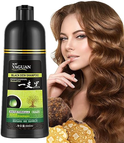 Schwarzes Farbstoffshampoo, 500 ml pflanzliches, langanhaltendes Farbshampoo, Haarfärbe-Shampoo in wenigen Minuten, Wasserformel, langanhaltende schwarze Haarfarbe, schnell wirkende, Tsuchiya