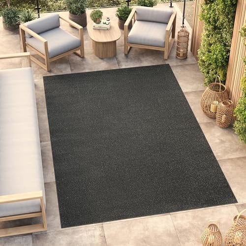 TAPISO Mono Teppich Kurzflor Indoor Outdoor UV-beständig Dunkelgrau Einfarbig Wohnzimmer Schlafzimmer Kinderzimmer Modern Design ÖKO-TEX 200 x 300 cm