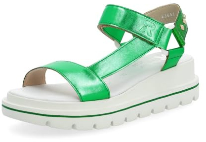 Rieker Evolution Damen Plateausandalen W1651, Frauen Sandalen,Dicke Sohle,bequem,Sommerschuhe,Freizeitschuhe,offene Schuhe,grün (52),38 EU / 5 UK