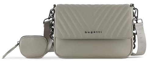 bugatti Sira Schultertasche S für Damen - edle Umhängetasche mit Kette, beige