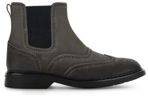 Hogan Stivaletti Chelsea Boot in Suede Grigio con Motivo Traforato HXM5760DT40HG0B804 GRIG 42½