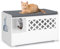 COSTWAY Cat Litter Box Enclosure, Kitty Hidden Washroom Toilet with Removable Cushion, Front Flip Open Door & Inside Cat hole, Wooden Indoor Cats House Storage Bench