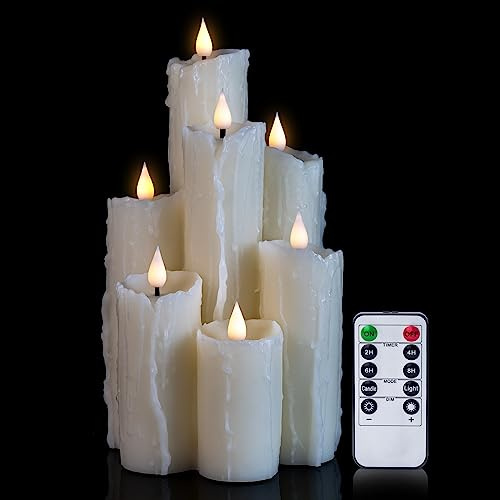 WinsTime LED-Kerzen Flammenlose Kerzen mit Fernbedienung Timer Funktion, Batteriekerzen, Weiß LED kerzen, einzigartiges Design Flammenlose Kerzen, echtem Wachs