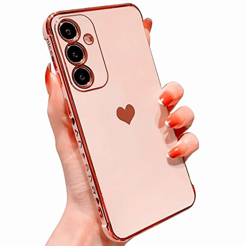 Vepbk Coque pour Samsung Galaxy A35 5G, Etui Coque Silicone Souple Case Housse Étui Motif Coeur Cover Mince Fine Caoutchouc Dessin Slim Résistante Antichoc Coque pour Samsung Galaxy A35 5G,Or Rose