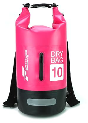 Fortitude Sports Sac étanche 5 L/10 L/20 L Sac à dos étanche pour natation, paddle, voyage, kayak, pêche, plage, rose, 10 l, Sac étanche
