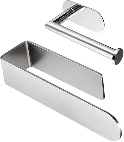 VOLTGY- Toallero de Baño sin Taladro de 24CM Acero Inoxidable. Incluye Portarollos de Papel Higiénico Adhesivo. Toallero para Toalla de Mano Adhesivo con Pegatina 3M.