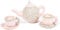 MON AMI Floral Toy Tea Set – 9/23cm Soft Plush Pretend Play Set | Pink Teapot & Teacups with Velcro | Princess-Inspired Stuffed Tea Party Toy for All Ages
