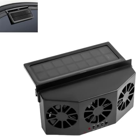 Supercap - Solar Powered Car Window Exhaust Fan | 3 Solar Powered Car Fans | Air Purifier for Vehicle Vent (Black)