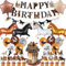 Pferde Geburtstagsdeko Luftballon Junge Mädchen - 65 Stück XXL Pferde Folienballons Happy Birthday Banner Girlande Tortendeko Set, Braun Pferd Partyzubehör, Western Cowboy Party Deko Kindergeburtstag