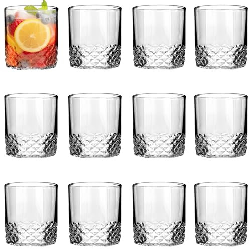 KADAX Lot de 6 verres à eau, transparents, avec fond renforcé, à paroi épaisse, cannelé, bas, 330 ml