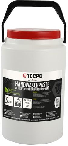 TECPO Handwaschpaste 3 Liter Handseife Reinigungspaste mit Citrusduft reinigt und pflegt hautschonend hartnäckige Verschmutzungen