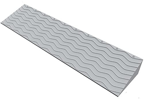 3-Zoll-Schwellenrampe für Türschwellen, Gummi-Rollstuhlrampe für Haustreppen/Türen, 39 Zoll breite Bordsteinrampe, rutschfeste strukturierte Oberfläche (Silber, 4 Zoll Anstieg/99 x 22 x 10 cm)