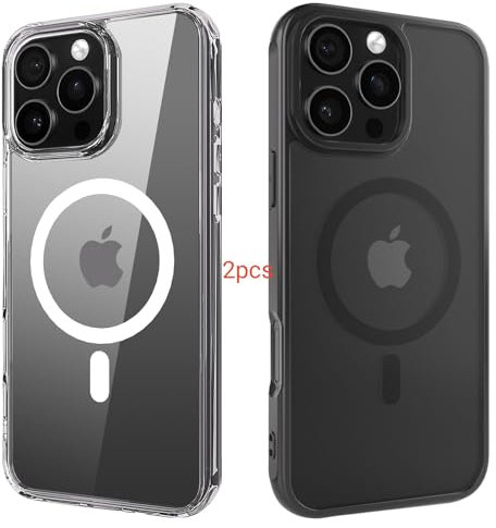 ANEWSIR for iPhone 16 Pro Max Case 2pcs (Clear+Matte Black), Compatible with Magsafe, Shockproof Protection, Magnetic Phone Cases for iPhone 16 Pro Max Cover 6.9 inch.
