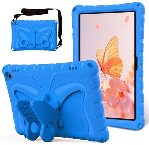 Kids Case for Kindle Fire HD 10 Tablet (13th/11th Generation 2023/2021 Release), Lightweight Shockproof Case EVA Foam Cover with Shoulder Strap & Stand Case for Boys Girls(Blue)