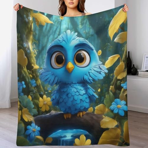 Decke Mit Eule Muster Warme Fleecedecke/Wohndecke/Sofadecke - Superweiche, Kuschelige & Angenehme Flannel Flanell-Decke, Für Jede Jahreszeit Geeignet （130×150cm）