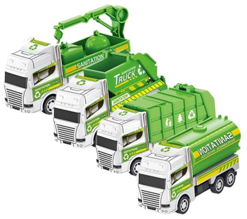 Generisch 4 Stück Müllwagen interaktives Toys spielzeuge Pädagogisches kleine LKW-Spielzeuge Fahrzeuge, Autospielzeug Auto Plastik