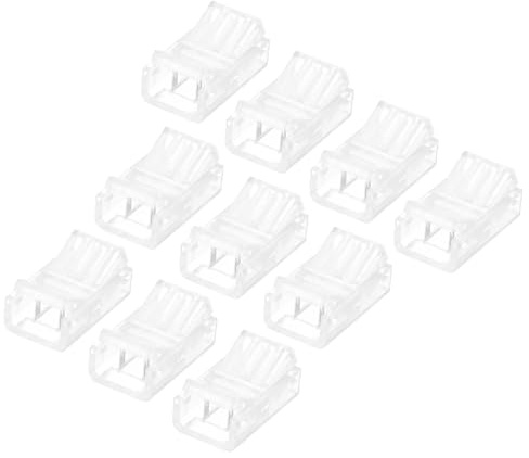 QUARKZMAN 2 Polig 10mm LED Streifen Verbinder, 20 Stück LED lötfrei Streifenverbinder Verbindungskabel RGB Unverdrahtete Clips für LED Streifen, Transparent