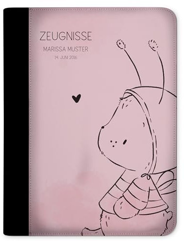 CreaDesign Customize A4 Zeugnismappe für Kinder 26,7x32,7x1 cm, Sichtbuch mit 10 Klarsichthüllen, erweiterbar auf bis zu 20 Taschen, Hummel Bär rosa Design, Dokumentenmappe für Schüler