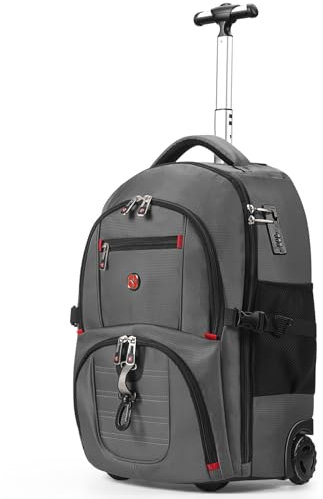 star cloud 21x14x9 Rolling Backpack with Wheels - Water-Resistant, 17.3 Laptop Compartment, Ideal Carry-On for Overnight Travel, College, Work - Wheeled Business Backpack for Adults