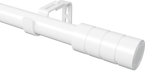 Gardinenstange Weiß Vorhangstange Ausziehbare Gardinenstange 400 CM Lang Curtain Rod für Wohnzimmer, Schlafzimmer, Esszimmer, Weiß(185-435cm)