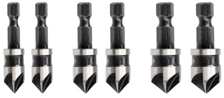 YXIING 6 Pcs Countersink Drill Bit, Countersink Drill Bits Set1/4 Inch 12mm/16mm/19mm Counter Sink Drill Bits for Wood