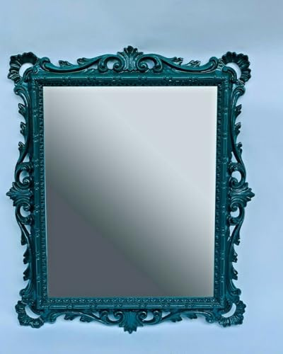 Generisch Wandspiegel Antik Stil Vintage Ornamente Barockspiegel Friseurspiegel Moos Grün Flurspiegel Badspiegel Mirror 43x37cm Prunkspiegel C532 Grün Spiegel