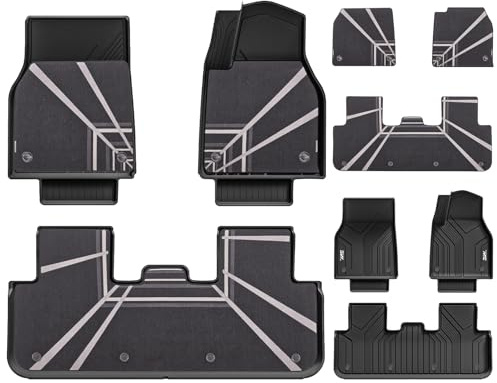 3W Double Layer Floor Mats Fit for Tesla Model Y Juniper Premium Performance New Standard 2025 2026, Thorex™ All Weather Dog Friendly Full Coverage liners with Designer Pattern Carpets