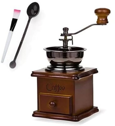 Manual Coffee Grinder - Vintage Wooden Hand Grinder with Ceramic Grinding Core, Retro Coffee Bean Mill, Spice Grinding Machine