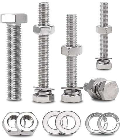 M6x30 Sechskantschrauben, 40 Stück Edelstahlschrauben M6 Edelstahl Vollgewinde Schrauben Set Sechskantschraube Gewindeschrauben mit Muttern und Unterlegscheiben für Maschinen