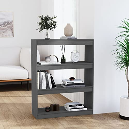 KTHLBRH Schlankes Bücherregal aus massivem Kiefernholz mit 3 Fächern als Raumteiler für Bücher, Zeitschriften und Deko
