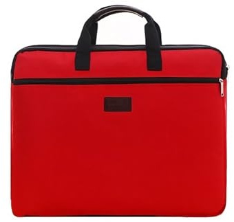 A4, Bürotasche mit Reißverschluss, große Kapazität, Handtasche for Männer und Frauen, mehrschichtige Informationstasche, Aktentasche, Meeting(Red)