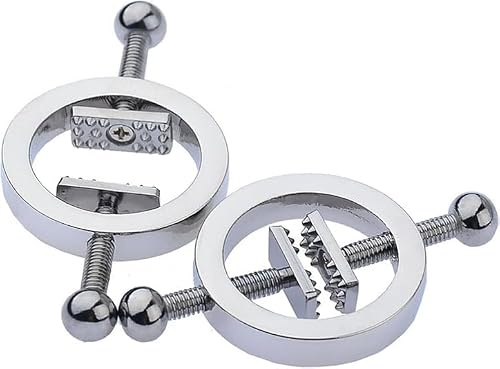Rudfovn 2 Pcs Nipple Clamps Women Adult, Stainless Steel Adjustable Non-Piercing Nipple Rings for Ladies and Couples' Play