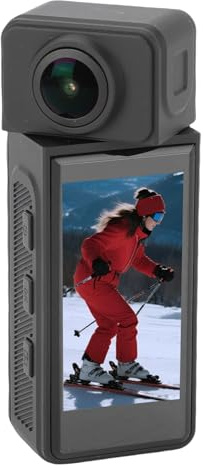 Asixxsix 4K-Körperkamera, m ini-Actionkamera mit 270° Drehbarem Objektiv, 1,97-Zoll-Bildschirm und EIS-Stabilisierung, IP65 Wasserdichter POV-Kamera-Camcorder für Tauchen, Radfahren,