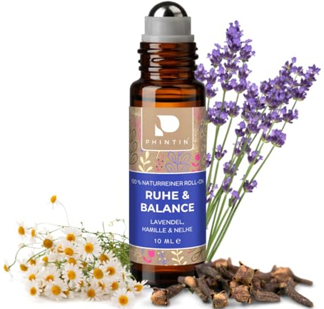 PHINTIN Roll-On Ruhe & Balance 10ml | Duftroller ätherische Öle NATURREIN | mit Lavendel, Kamille & Nelke – Aromatherapie Duftöl für Entspannung & Achtsamkeit – mit Mandelöl & Jojoba