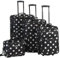 Rockland Gepunktetes Softside-Gepäck-Set, Schwarze Punkte, 4-Piece Set (14/19/24/28), Polka Fashion Softside Erweiterbares aufrechtes Gepäck-Set