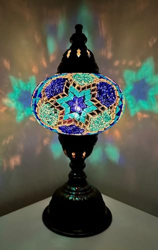 Samarkand - Lights Mosaiklampe Mosaik - Tischlampe L Stehlampe orientalische mosaiklampen BLAU-STERN