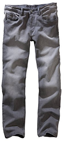 Carlo Colucci Herren Stretch 5-Pocket Trend Jeans Hose Mod. Enrico, Regular Gerade Hellgrau Midgrey Used (34/30)