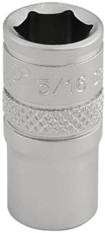 Draper 16522 1/4 Square Drive Micro Satin Chrome Imperial Socket, 5/16 Size , Blue