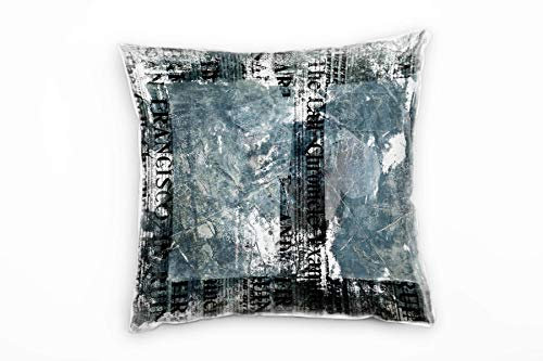 Couch Sofa Lounge Zierkissen in 40x40cm Zeitung Staubgrau Schwarz Weiß