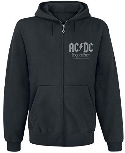 Beats & More mens AC DC Rock or Buryst Zip Hoodie Medium Black