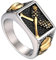 Flongo Herren Ring Männerring Herrenring Bandring mit Totenkopf Schädel Baseballschläger aus Edelstahl Ringe Silber Gold Schwarz Siegelring Daumenring Punk Biker Herren-Accessoires Größe 59