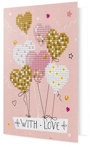 DIAMOND DOTZ DDG.016 - Original Diamond Painting Gru?karte Love Balloons, Postkarte 12,6 x 17,7 cm, Kreativset mit 783 Diamant Mosaiksteinen, DIY Malset f?r Erwachsene und Kinder ab 8 Jahren