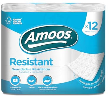 Amoos Resistant Lot de 6 paquets de 12 rouleaux de papier toilette 2 couches